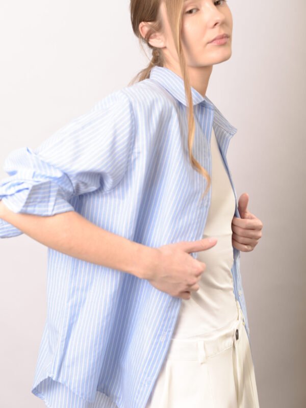 CAMISA KIOTO M/LARGA C/BOLSILLO VOIL POPLIN RAYADO