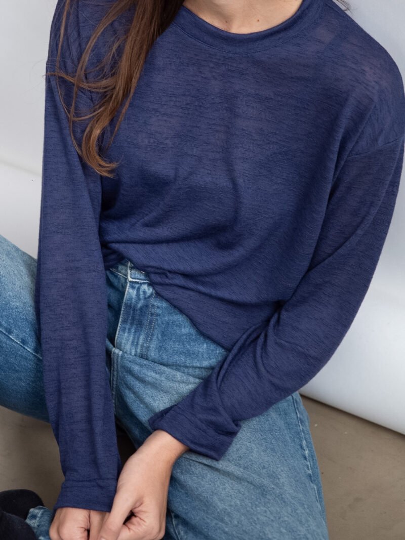 REMERA VANESSA LARGA LINEN SLUB MANGA LARGA
