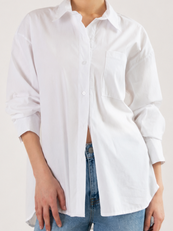 CAMISA LORENA C/BOLSILLO M/LARGA POPLIN LISO