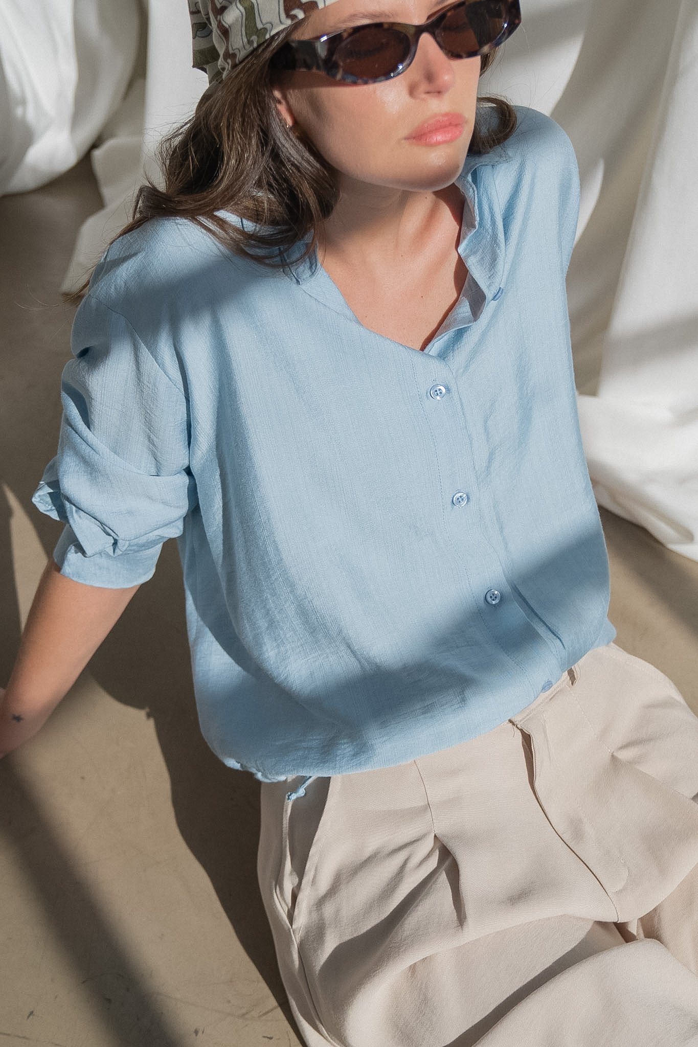 CAMISA PIANE CON TIRA DE COLLARETA ROSE