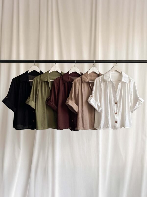 CAMISA EMMA MANGA CORTA ESCOTE EN V BAMBULA LOLA